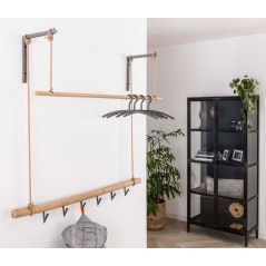 ZI Coatrack metal bamboo 6 hooks and rod